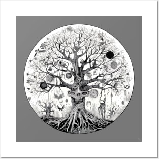 Haunted Tree of Life Spooky Graphic Art Skulls Gothic Tree Posters and Art